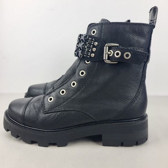 Karl Lagerfeld Payson Combat Embellished Boots Black Size 7 M - Picture 2 of 14